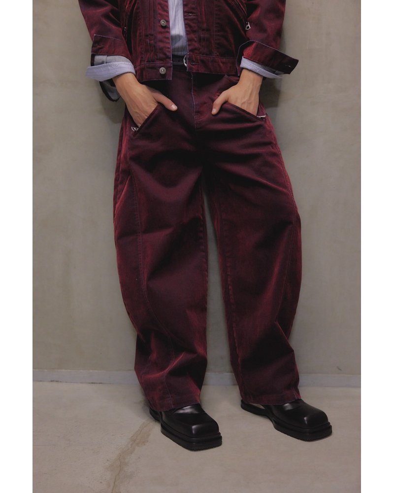 FLOCKY DENIM CURVE PANTS -BLACK-