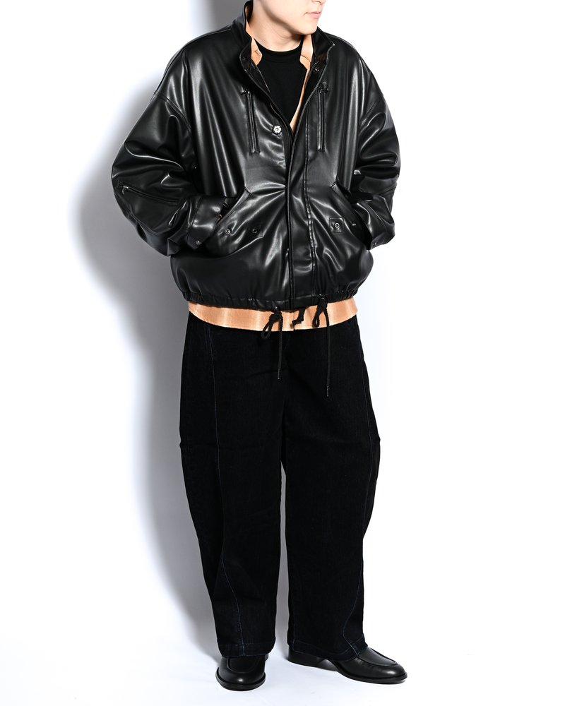 VEGAN LEATHER SHORT MODS JACKET -BLACK-