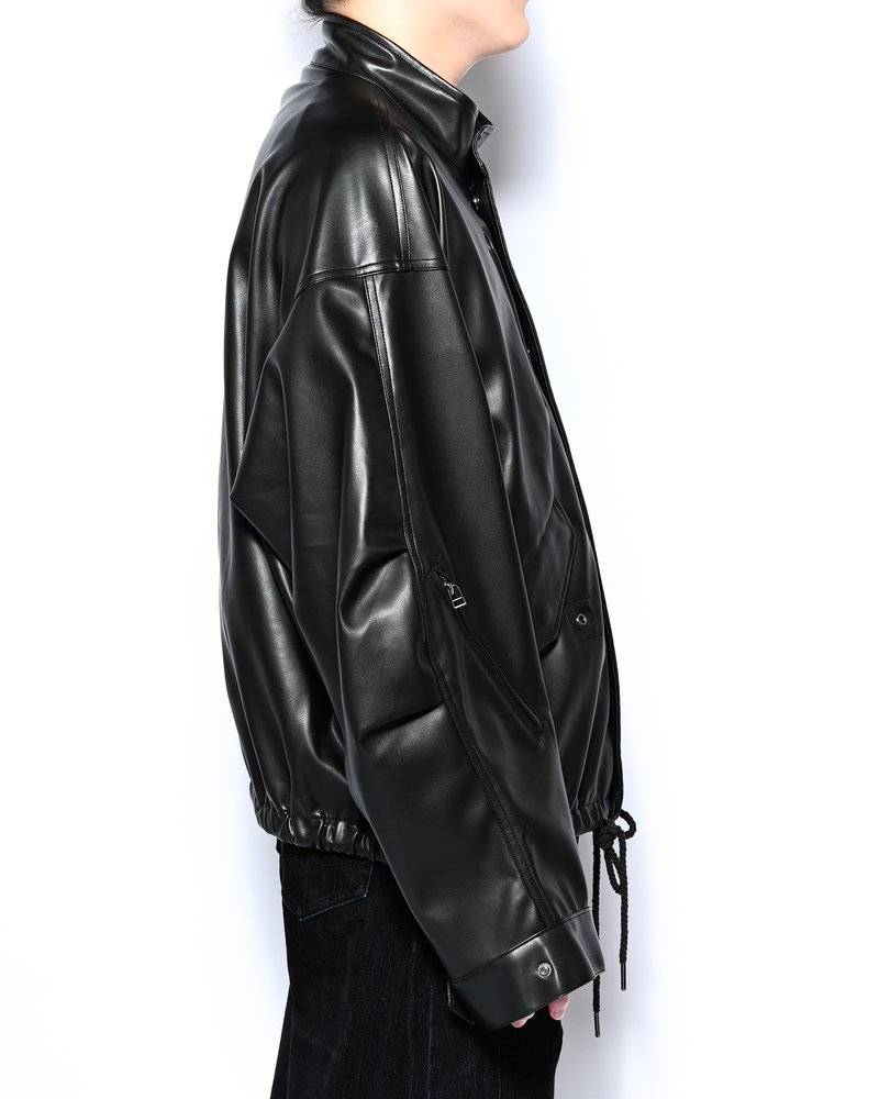 VEGAN LEATHER SHORT MODS JACKET -BLACK-