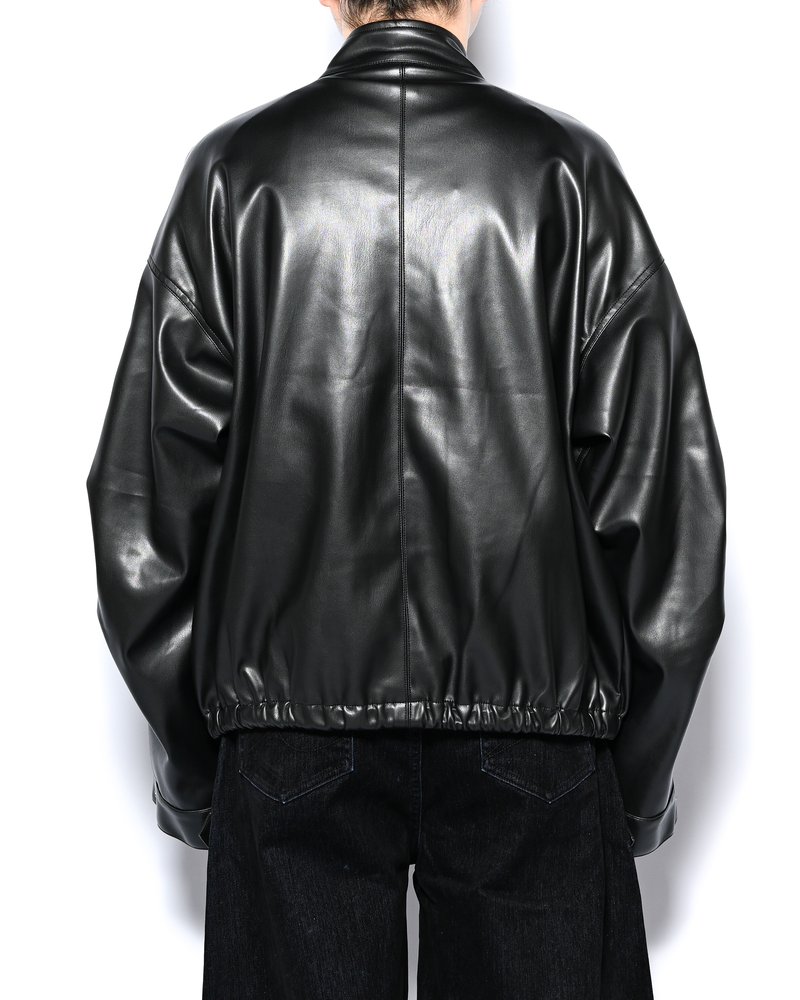 VEGAN LEATHER SHORT MODS JACKET -BLACK-