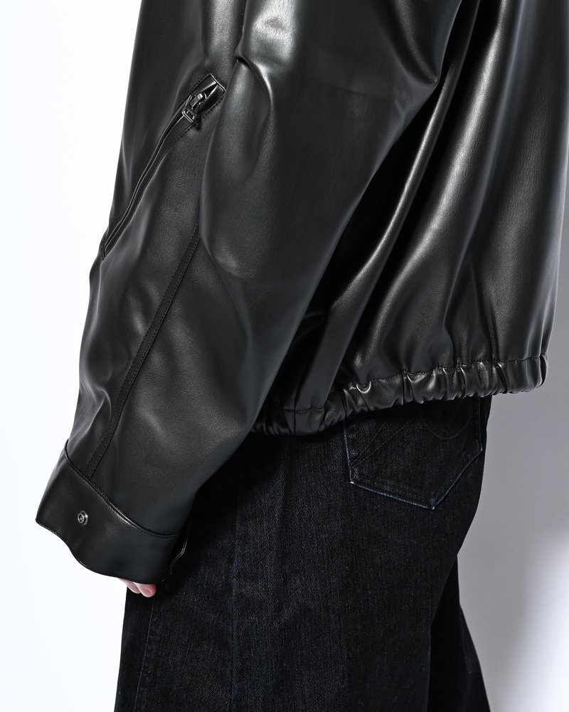 VEGAN LEATHER SHORT MODS JACKET -BLACK-
