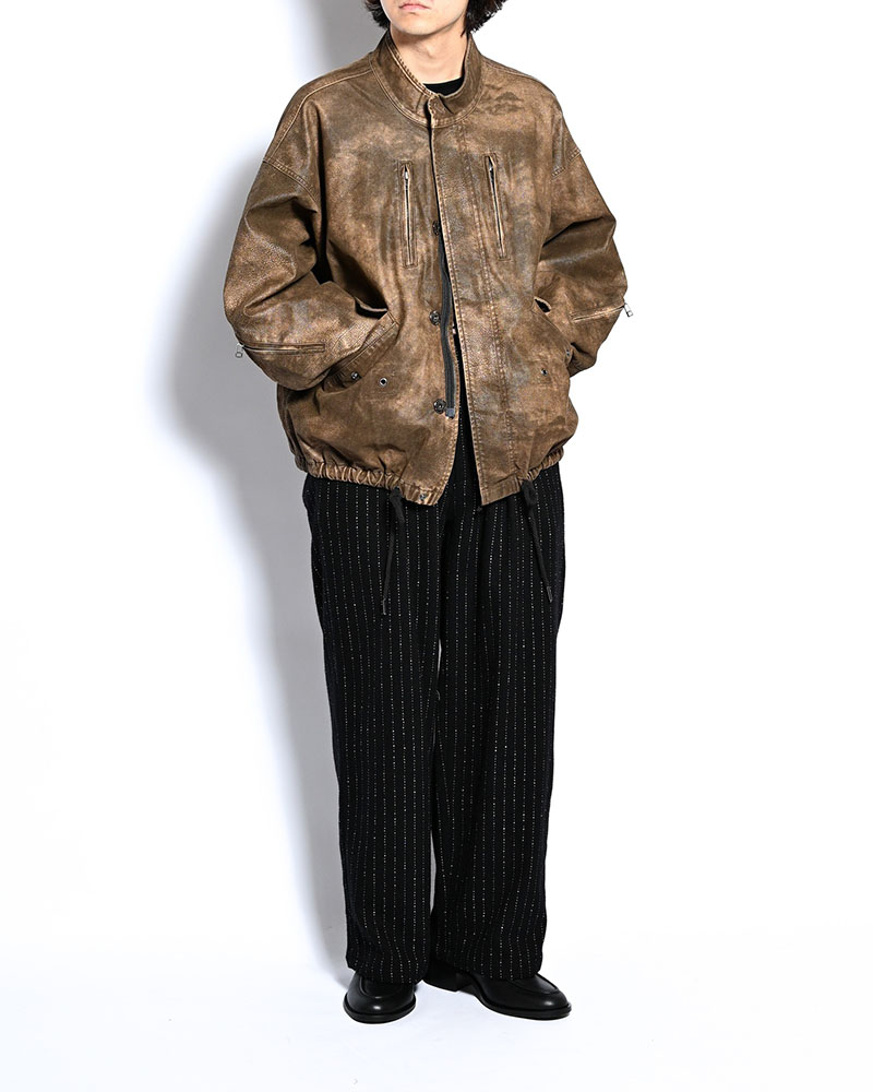 VEGAN LEATHER SHORT MODS JACKET -BROWN-