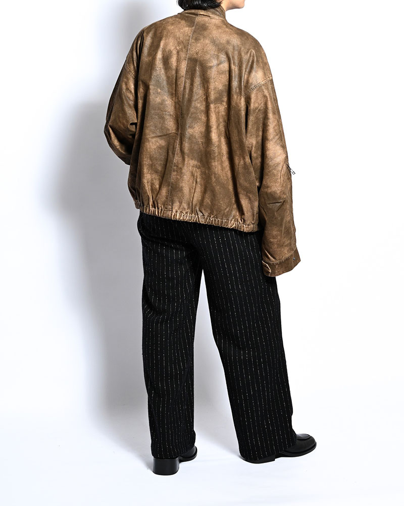 VEGAN LEATHER SHORT MODS JACKET -BROWN-