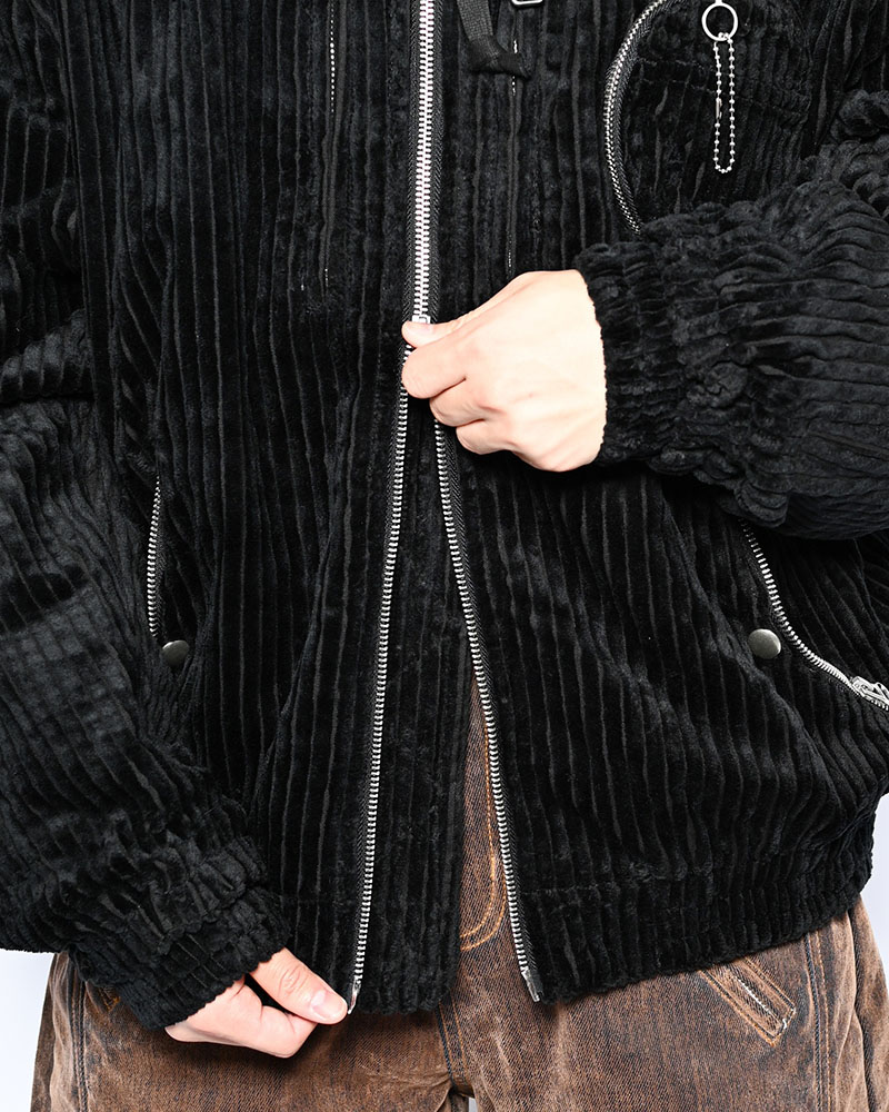 FAT CORDUROY FLIGHT JACKET -BLACK-