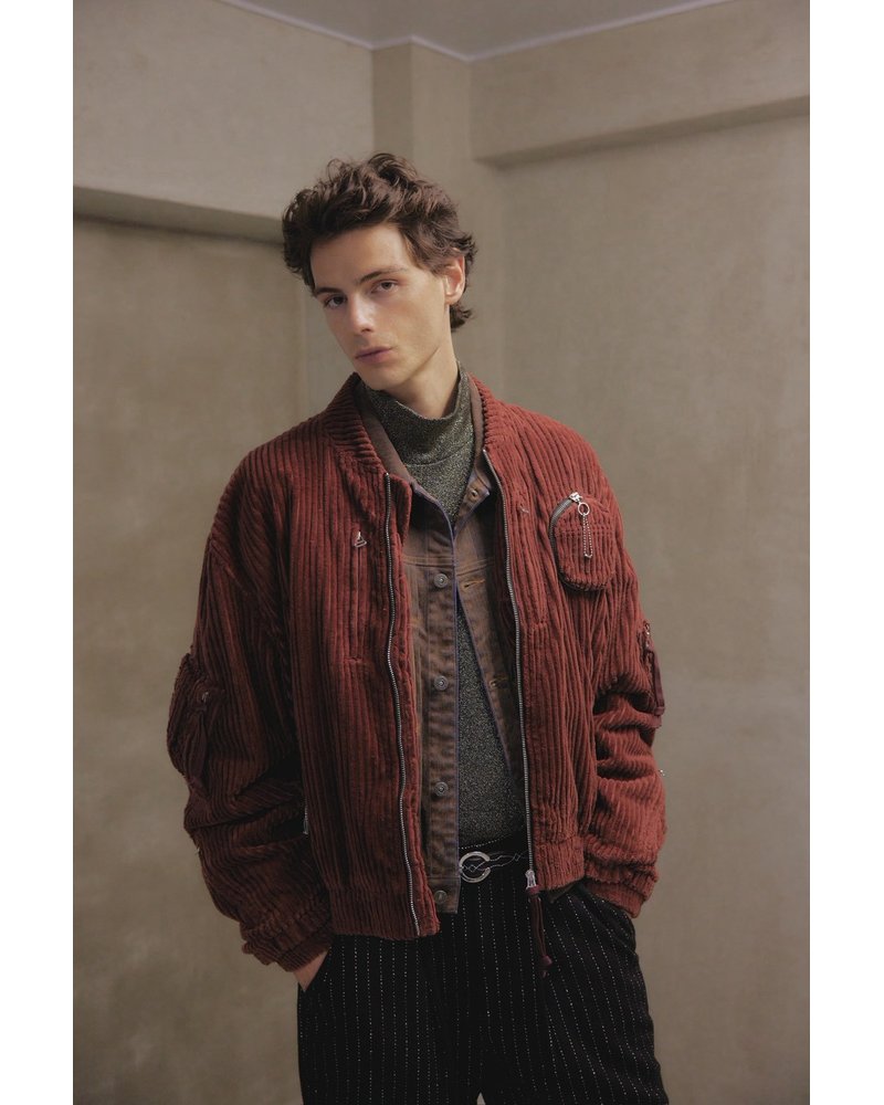 FAT CORDUROY FLIGHT JACKET -BURGUNDY-