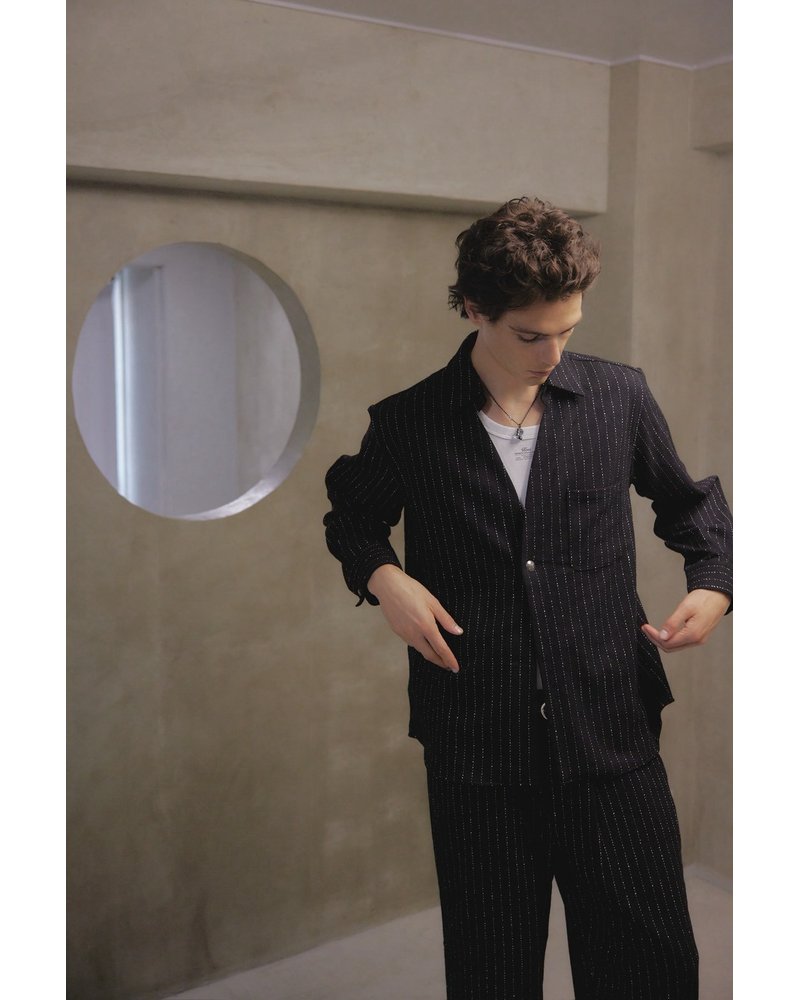 ONE BUTTON SHIRT -BLACK-