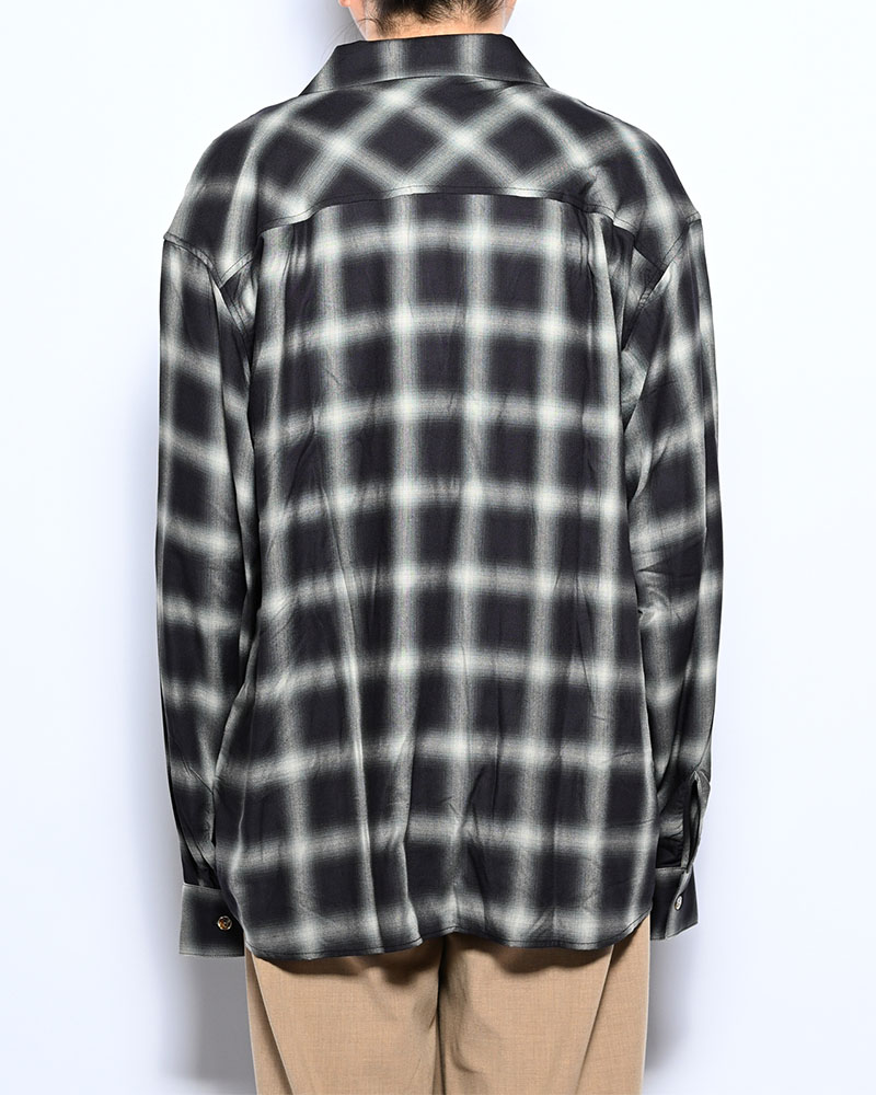 ONE BUTTON SHIRT RAYON OMBRE CHECK -BLACK-