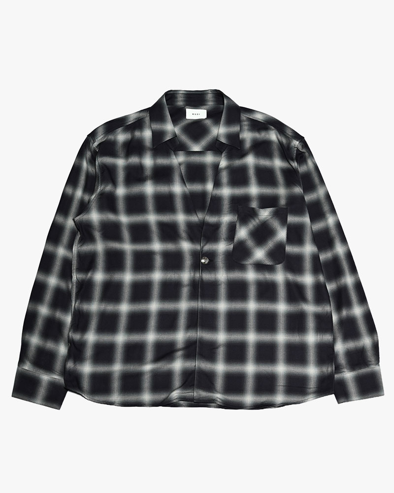 ONE BUTTON SHIRT RAYON OMBRE CHECK -BLACK-