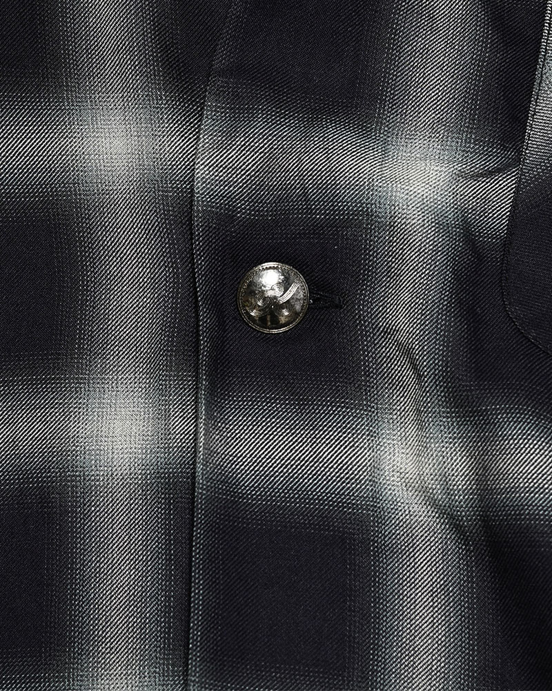 ONE BUTTON SHIRT RAYON OMBRE CHECK -BLACK-