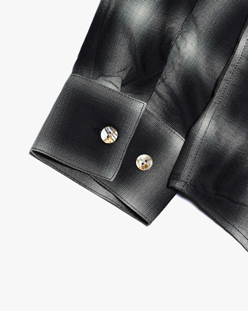 ONE BUTTON SHIRT RAYON OMBRE CHECK -BLACK-