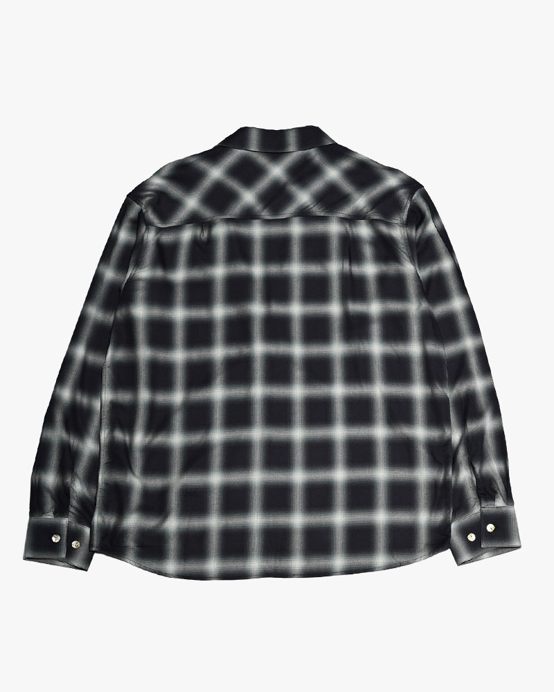 ONE BUTTON SHIRT RAYON OMBRE CHECK -BLACK-