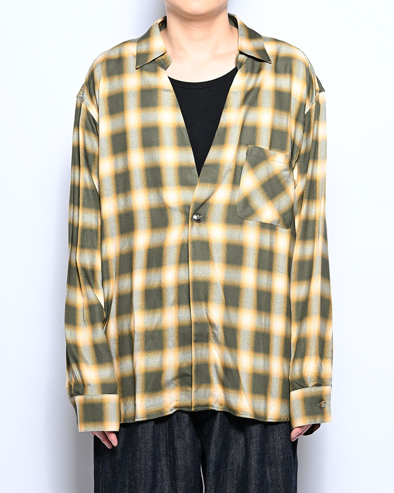 ONE BUTTON SHIRT RAYON OMBRE CHECK -GREEN-