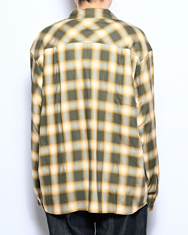 ONE BUTTON SHIRT RAYON OMBRE CHECK -GREEN-