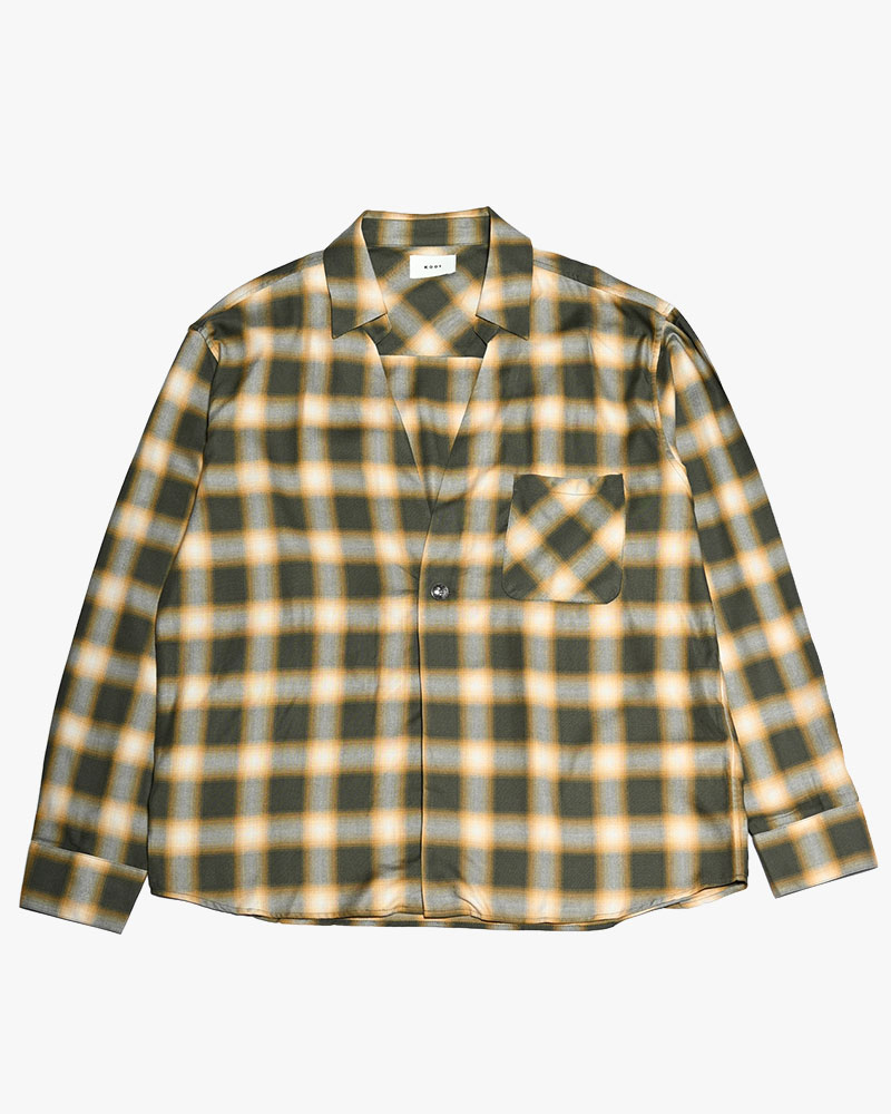 ONE BUTTON SHIRT RAYON OMBRE CHECK -GREEN-