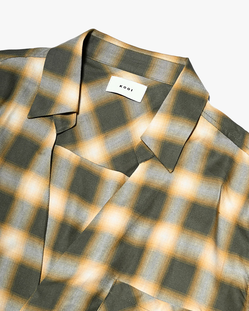 ONE BUTTON SHIRT RAYON OMBRE CHECK -GREEN-
