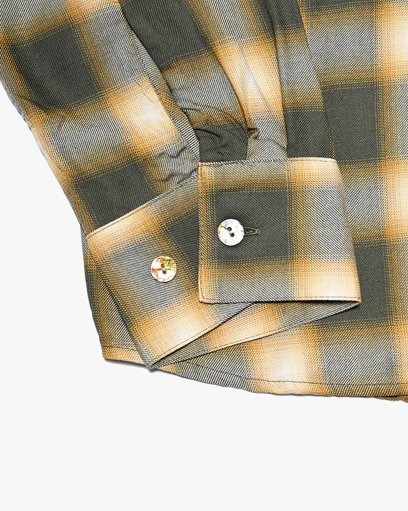 ONE BUTTON SHIRT RAYON OMBRE CHECK -GREEN-