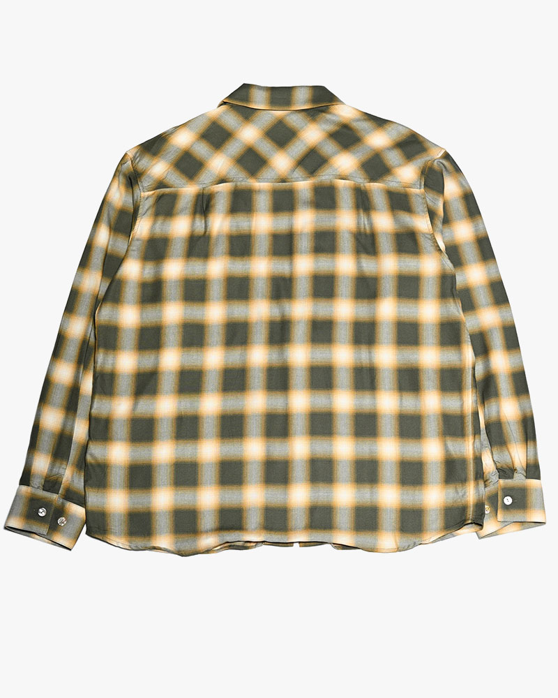 ONE BUTTON SHIRT RAYON OMBRE CHECK -GREEN-