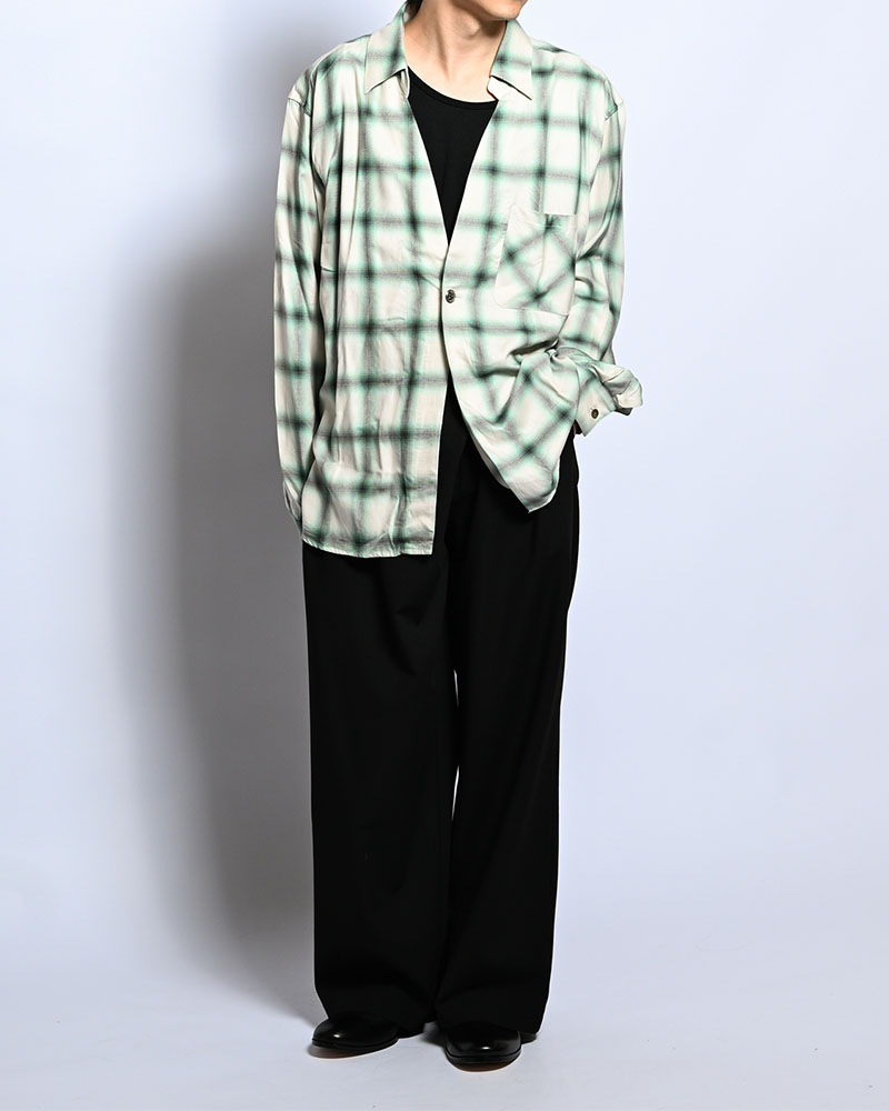 ONE BUTTON SHIRT RAYON OMBRE CHECK -WHITE-