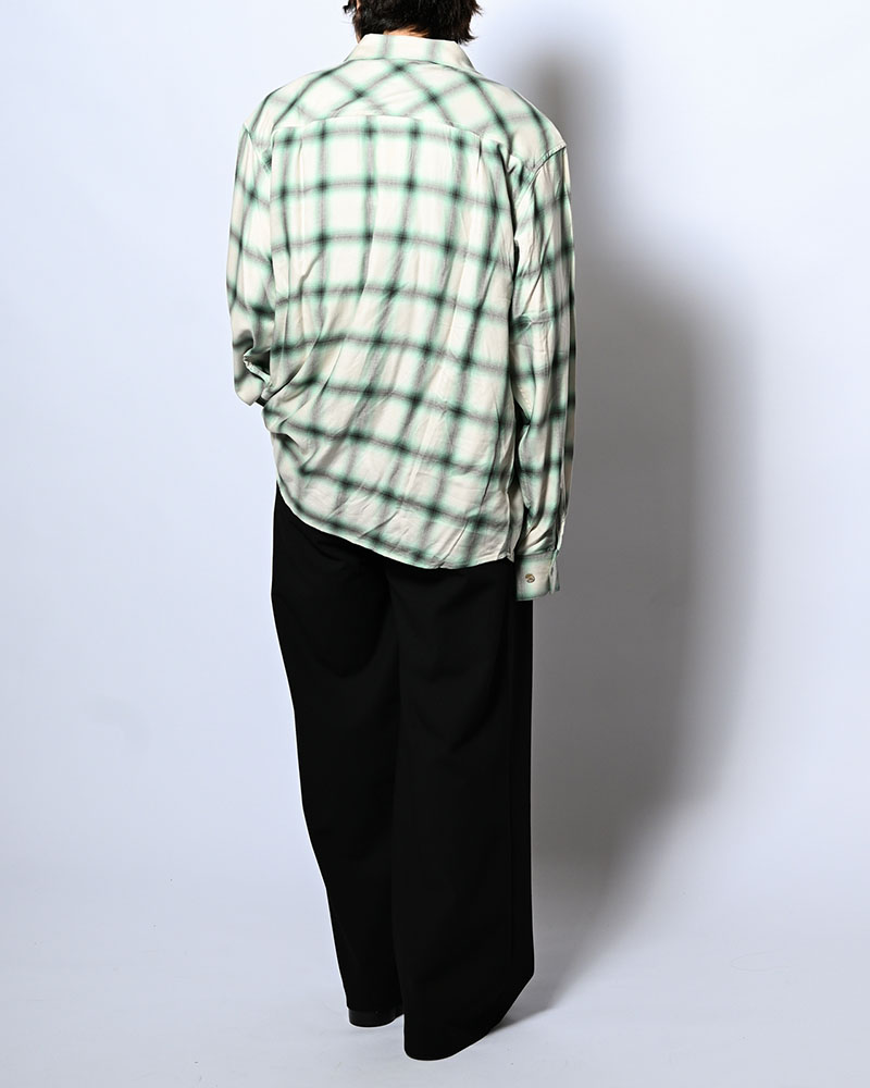 ONE BUTTON SHIRT RAYON OMBRE CHECK -WHITE-