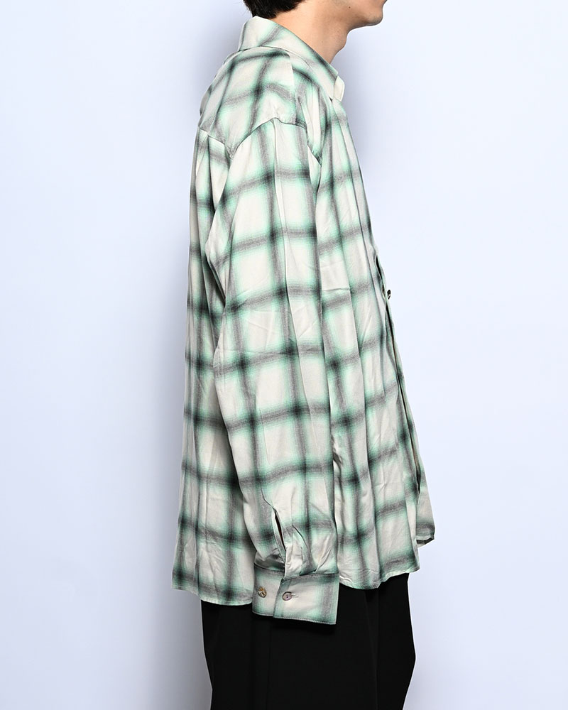 ONE BUTTON SHIRT RAYON OMBRE CHECK -WHITE-