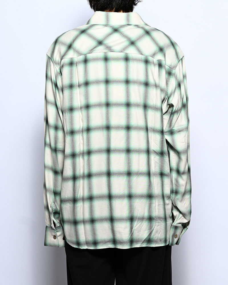 ONE BUTTON SHIRT RAYON OMBRE CHECK -WHITE-