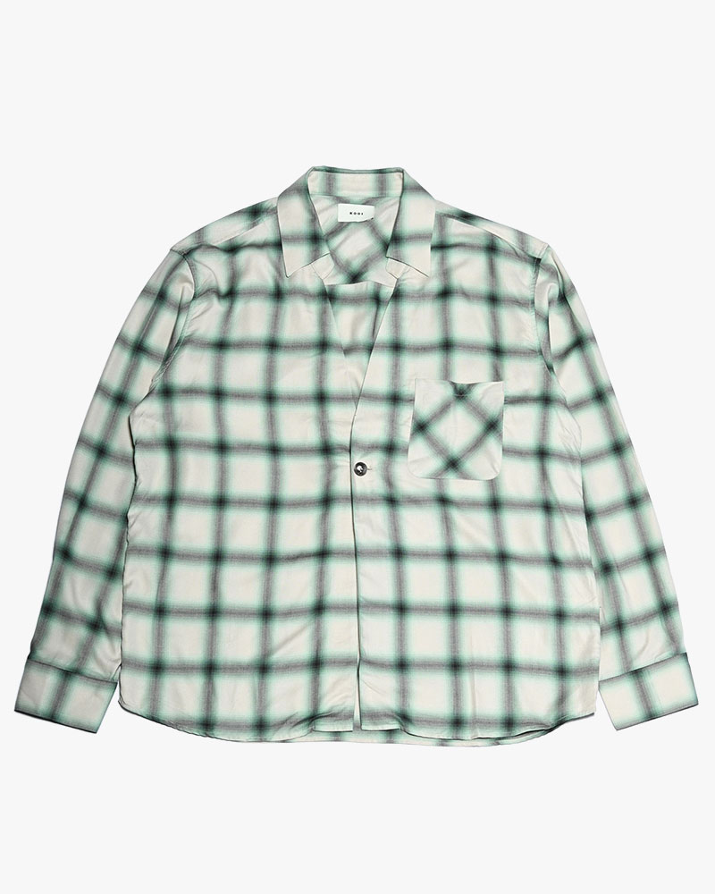 ONE BUTTON SHIRT RAYON OMBRE CHECK -WHITE-