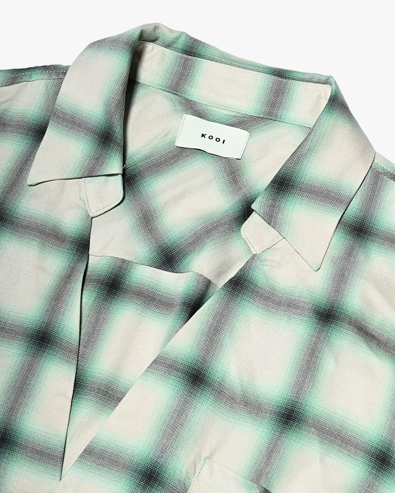 ONE BUTTON SHIRT RAYON OMBRE CHECK -WHITE-