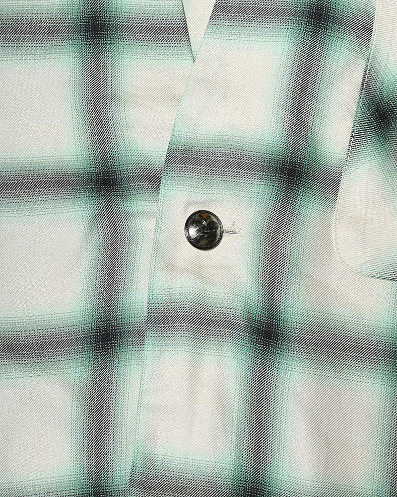 ONE BUTTON SHIRT RAYON OMBRE CHECK -WHITE-