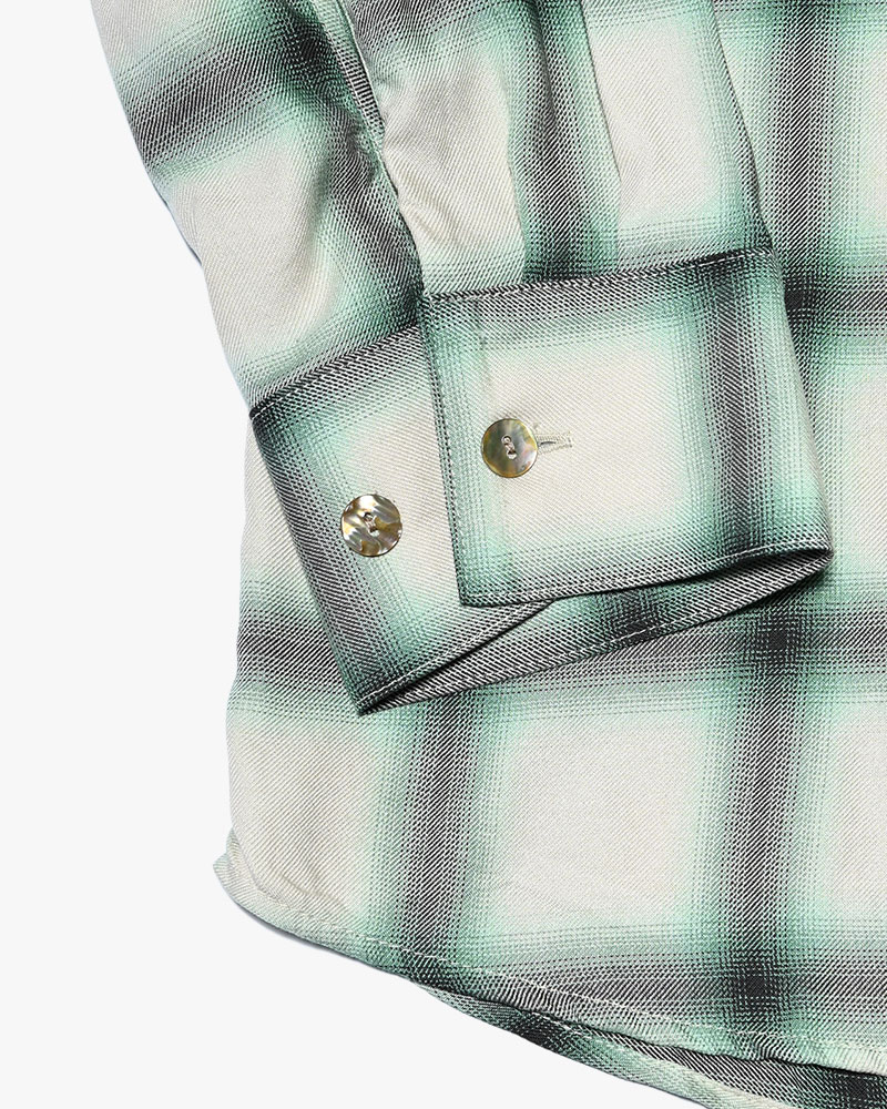 ONE BUTTON SHIRT RAYON OMBRE CHECK -WHITE-