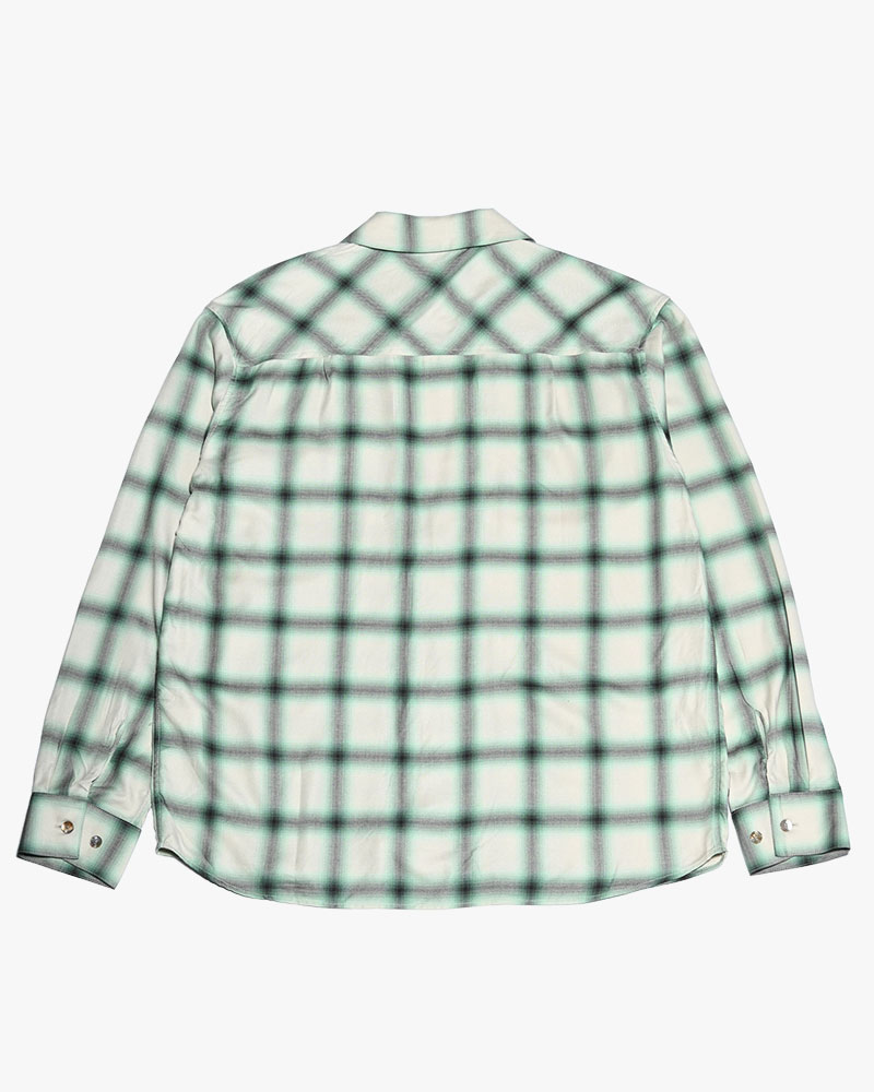 ONE BUTTON SHIRT RAYON OMBRE CHECK -WHITE-