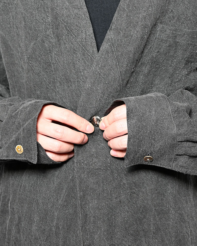 ONE BUTTON SHIRT -炭染-