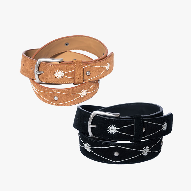 STITCH WORK SUEDE BELT -2.COLOR-
