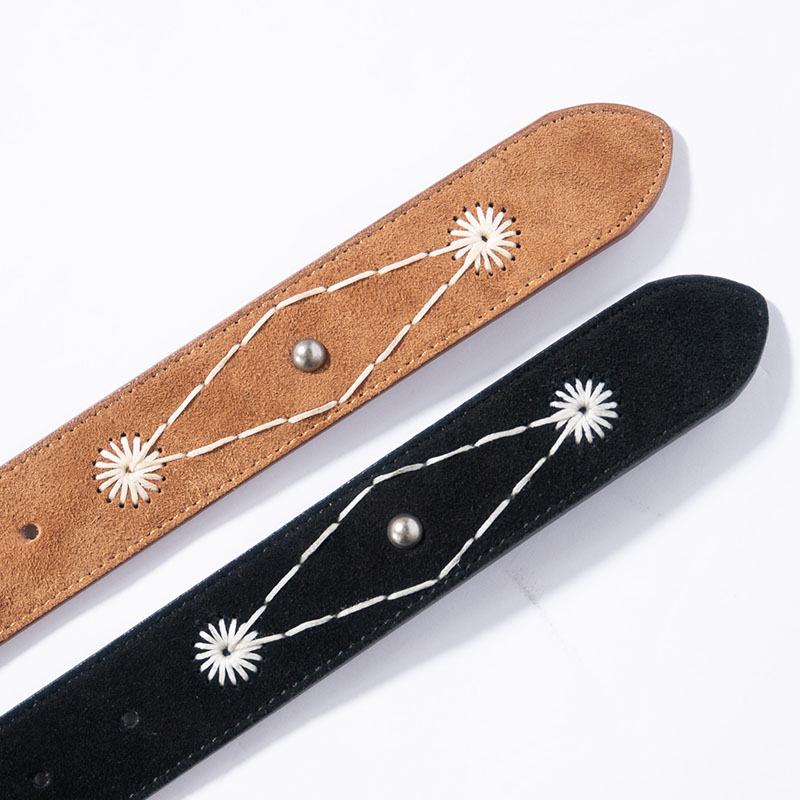 STITCH WORK SUEDE BELT -2.COLOR-