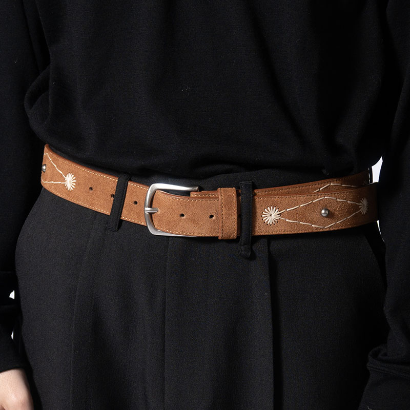 STITCH WORK SUEDE BELT -2.COLOR-