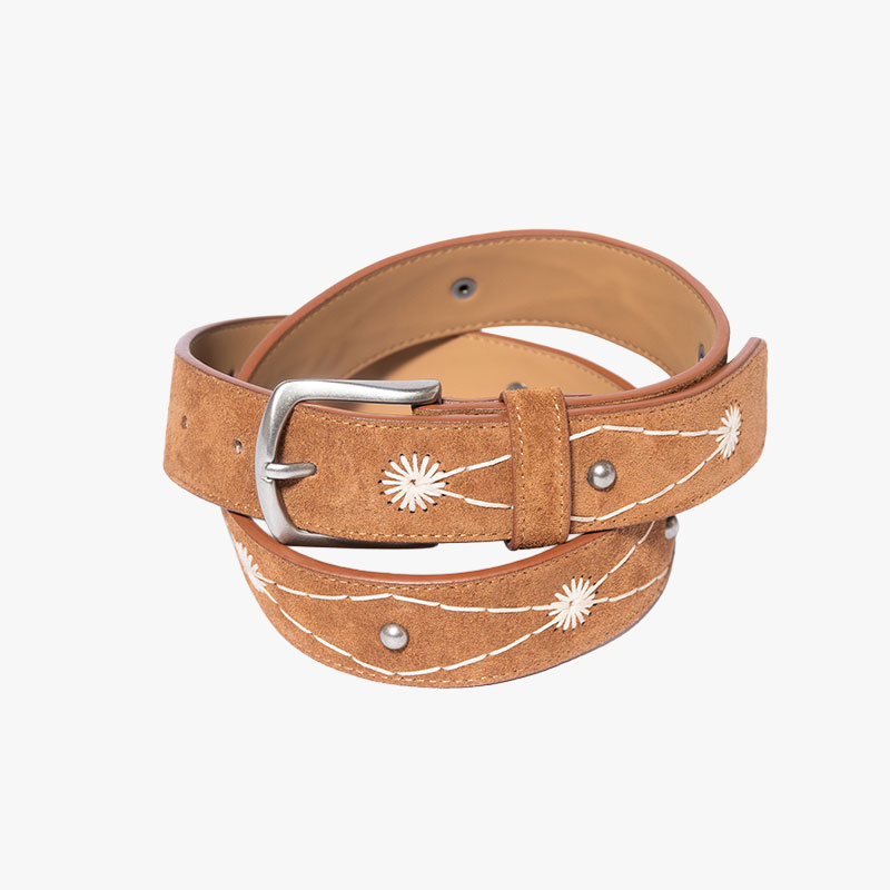 STITCH WORK SUEDE BELT -2.COLOR-(BEIGE)