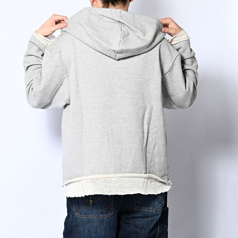 MESH LAYER LACE UP HOODIE -2.COLOR-