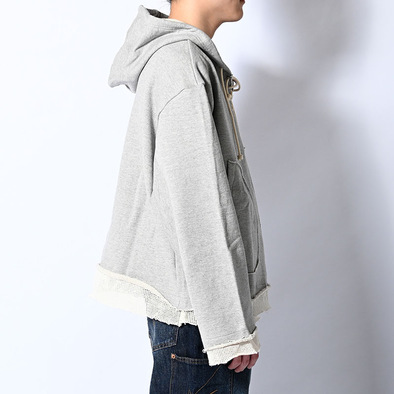 MESH LAYER LACE UP HOODIE -2.COLOR-