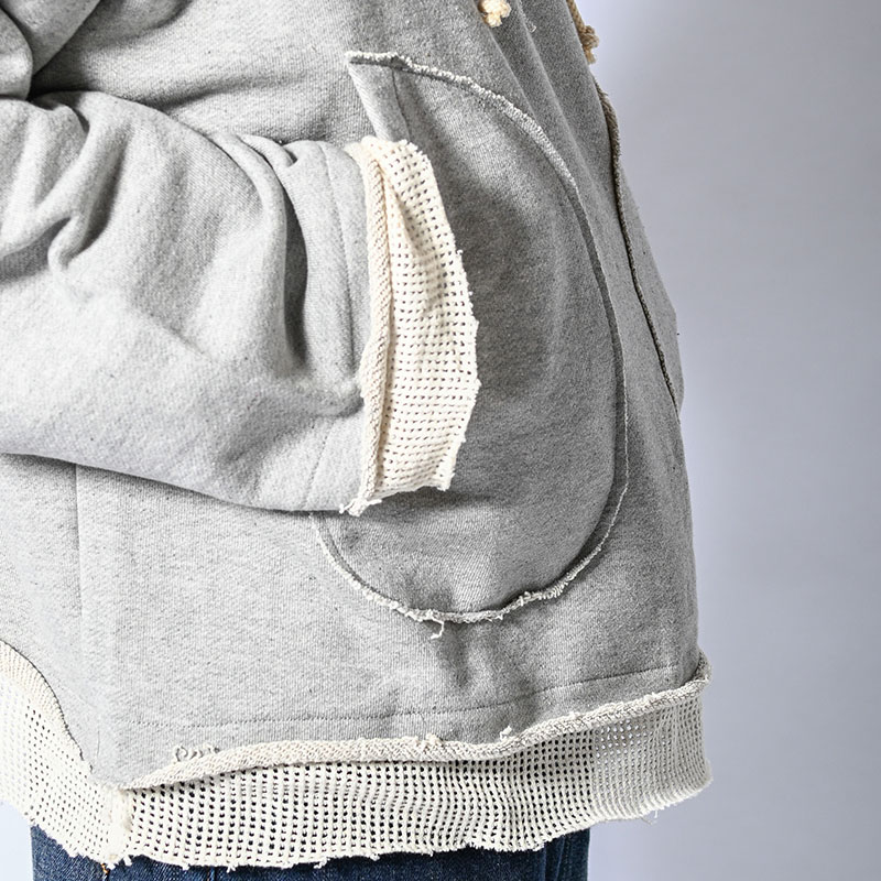 MESH LAYER LACE UP HOODIE -2.COLOR-