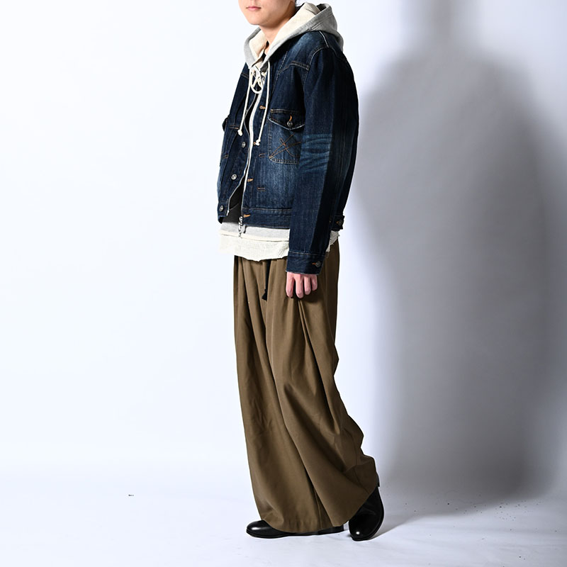 MESH LAYER LACE UP HOODIE -2.COLOR-