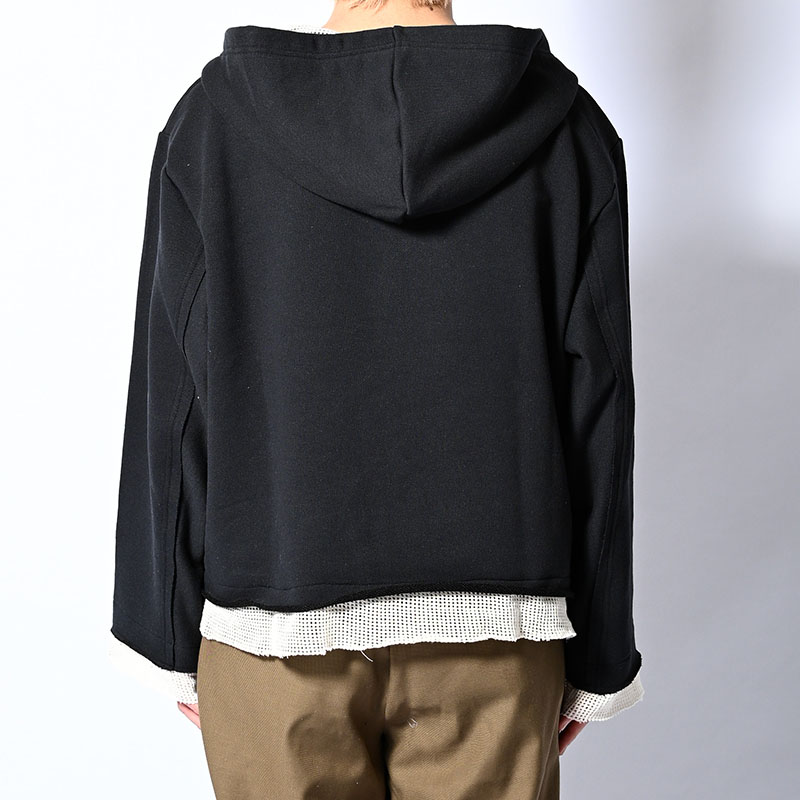 MESH LAYER LACE UP HOODIE -2.COLOR-