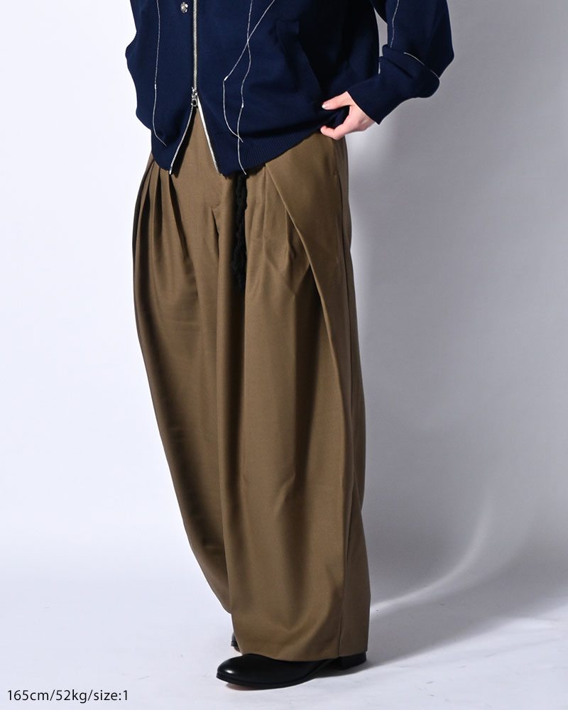 5 TUCK PANTS -KHAKI-