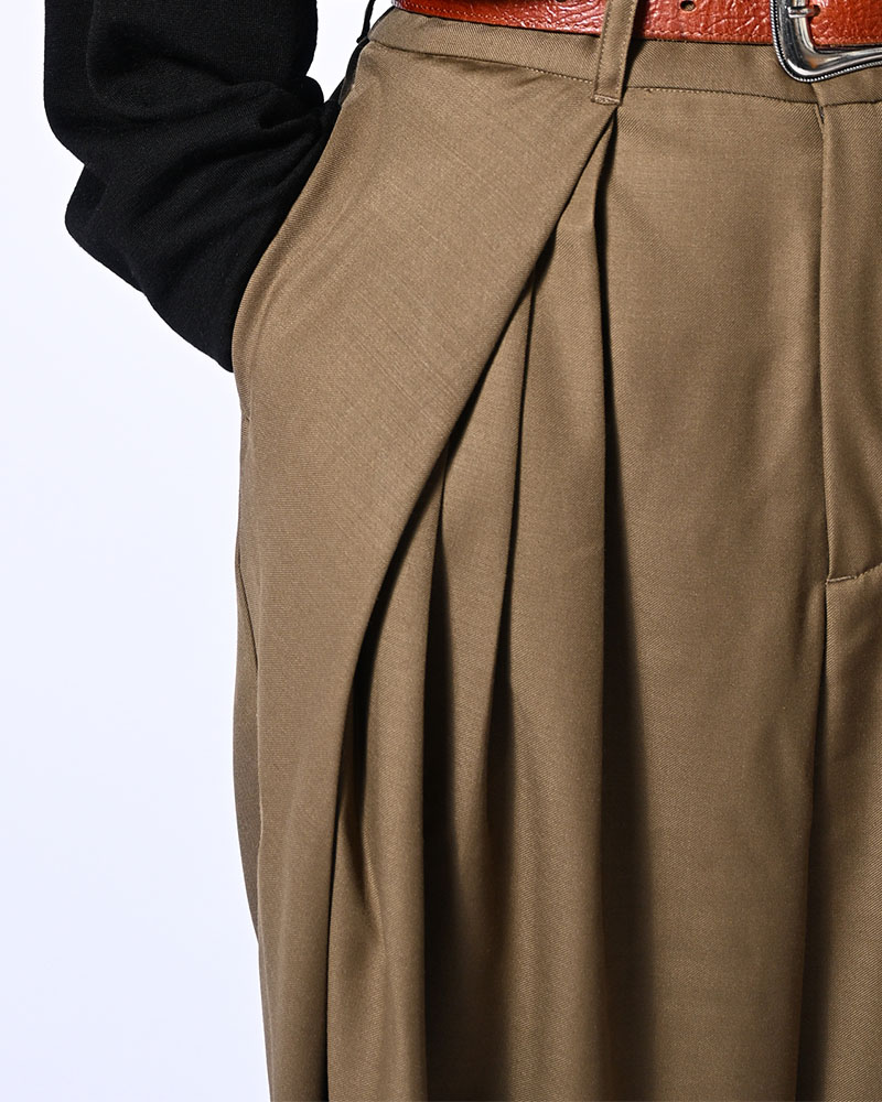 5 TUCK PANTS -KHAKI-