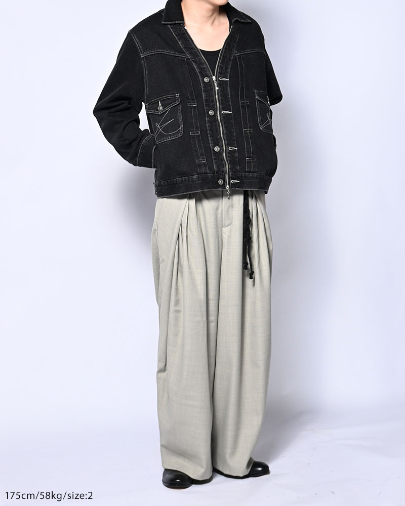 5 TUCK PANTS -GRAY-