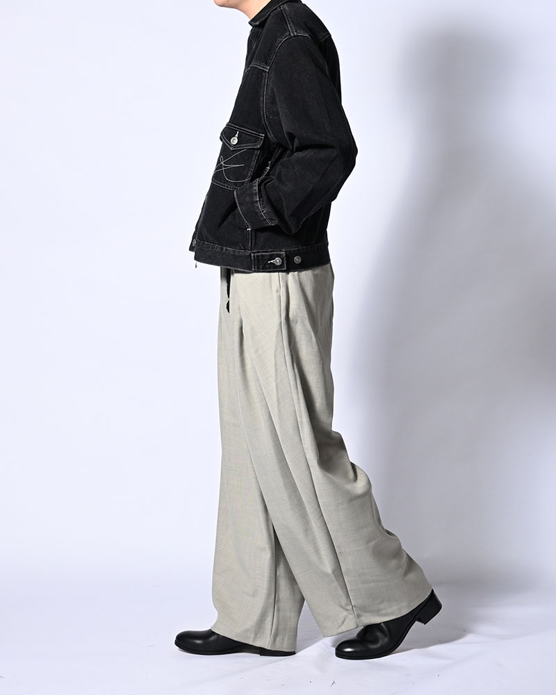 5 TUCK PANTS -GRAY-