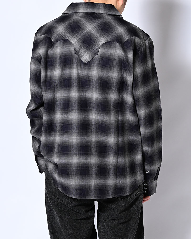 INDIGO CHECK WESTERN SHIRTS -BLACK-