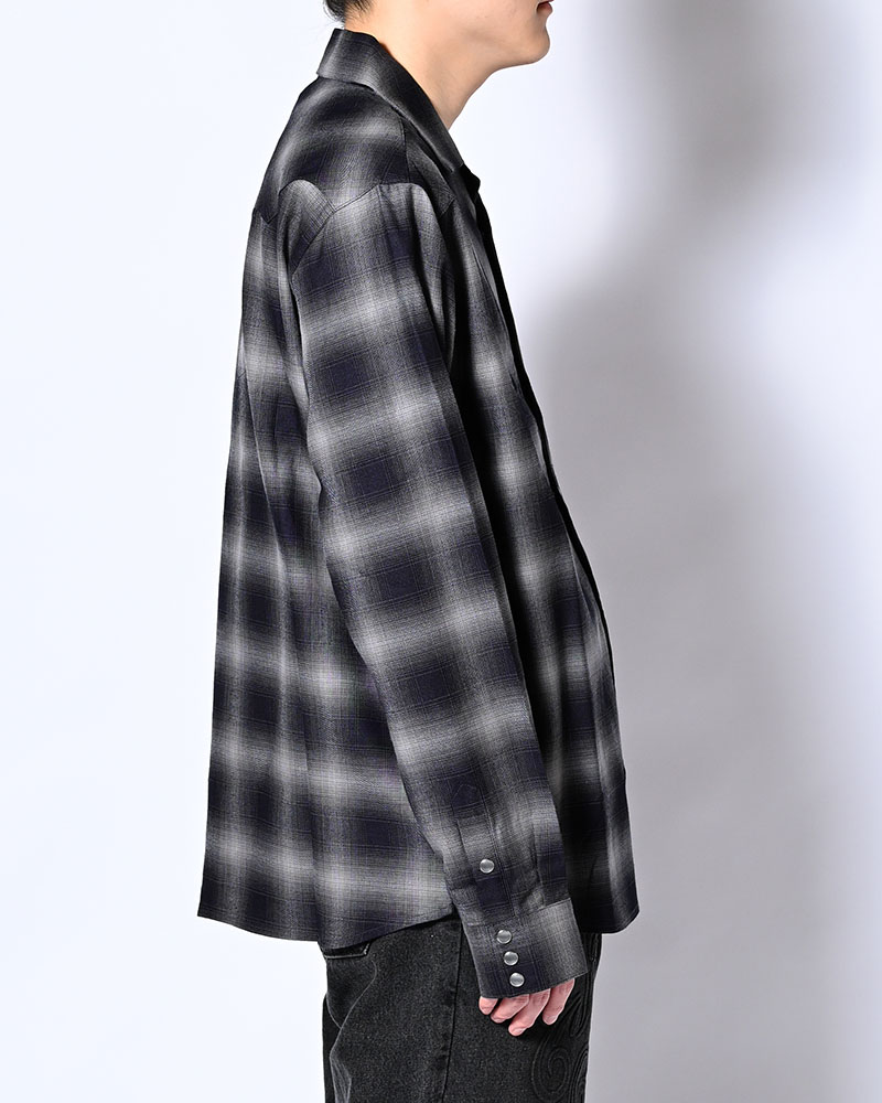 INDIGO CHECK WESTERN SHIRTS -BLACK-