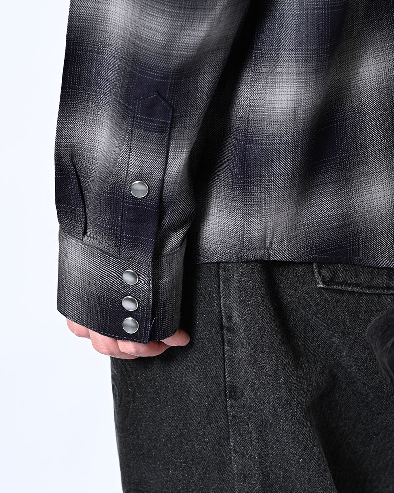 INDIGO CHECK WESTERN SHIRTS -BLACK-