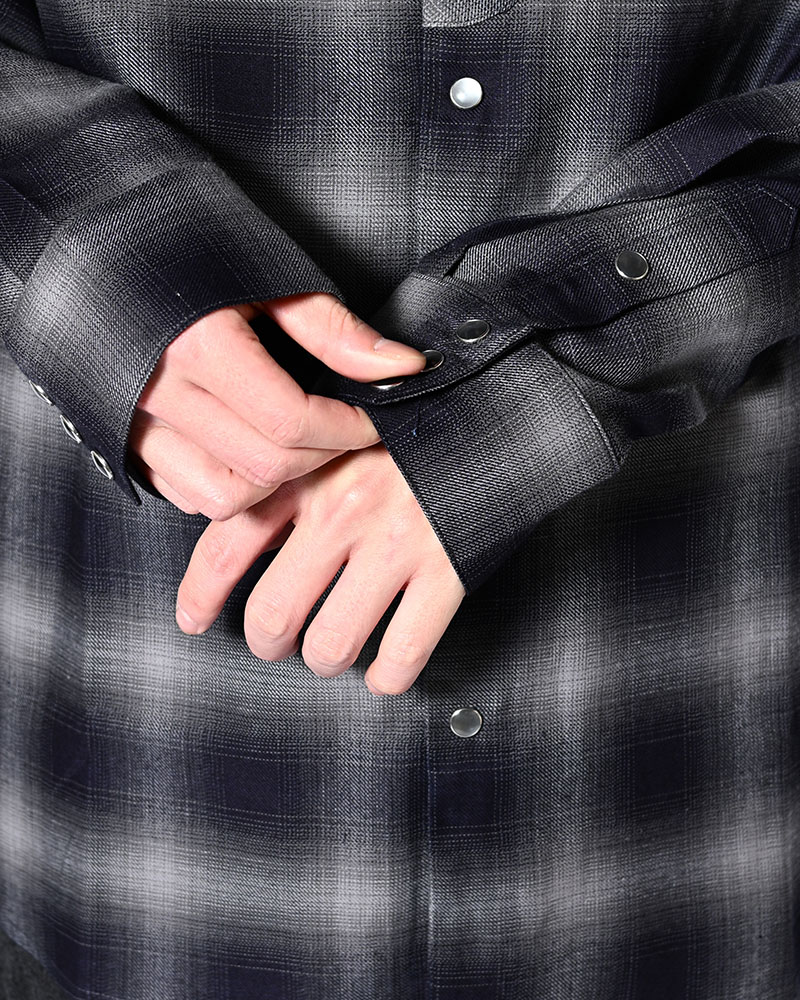 INDIGO CHECK WESTERN SHIRTS -BLACK-