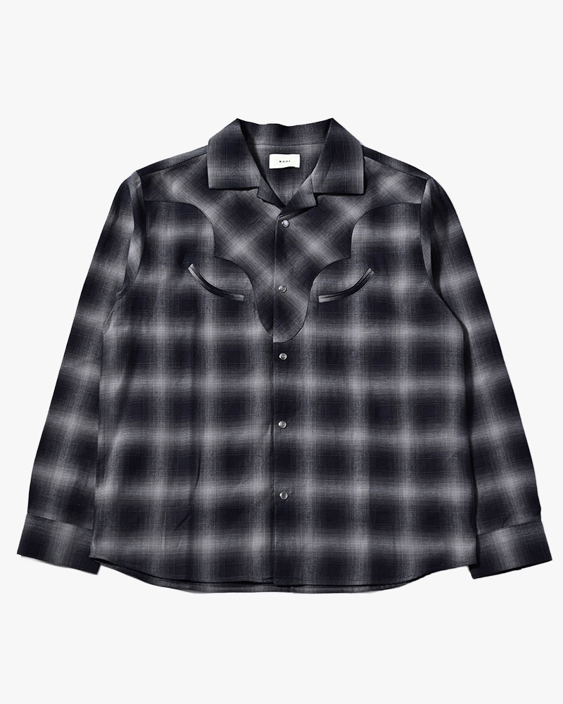 INDIGO CHECK WESTERN SHIRTS -BLACK-