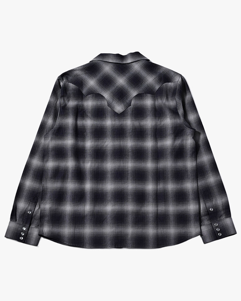INDIGO CHECK WESTERN SHIRTS -BLACK-